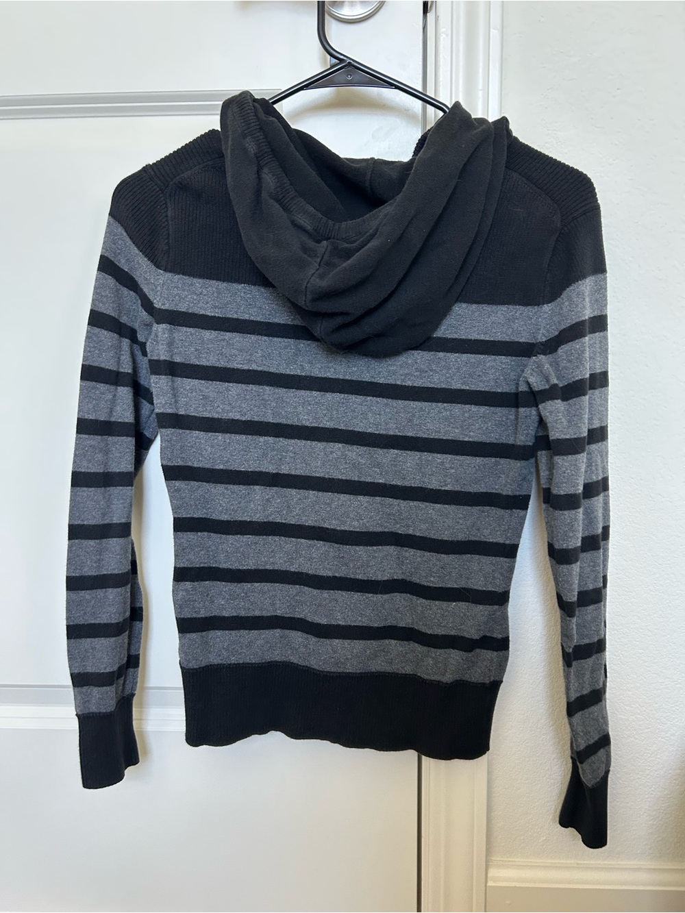 Armani Exchange Black & Gray Striped Zip-Up Hoodie - Picture 2 of 3